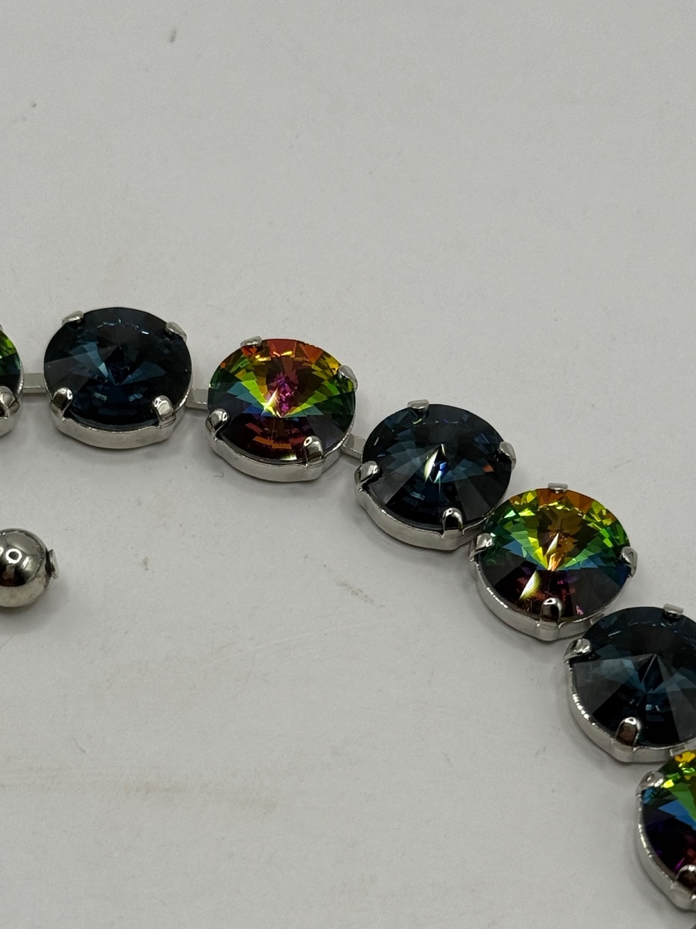 Multicolor Crystal Rivoli Bracelet - Round Sparkling Stones - Picture 3 of 5
